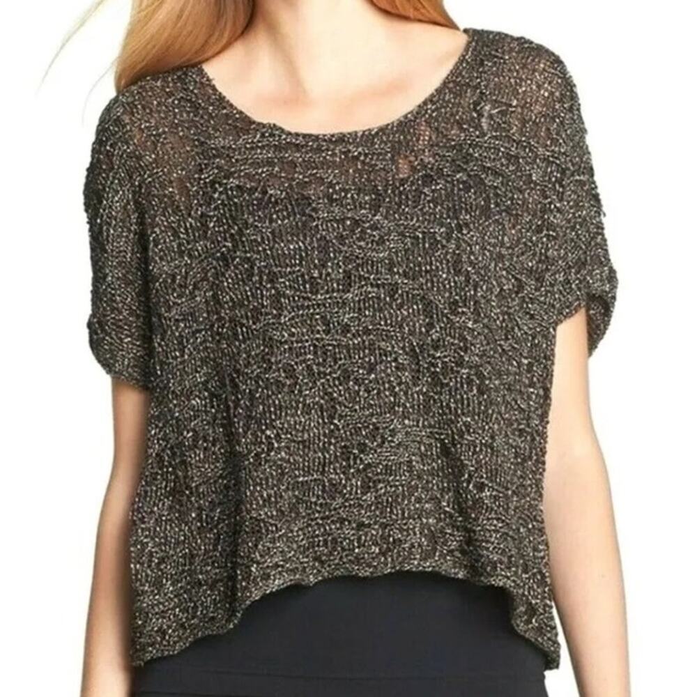 Eileen Fisher Wrapped Sparkle Jacquard Bronze Dolman Box Sweater a size XS